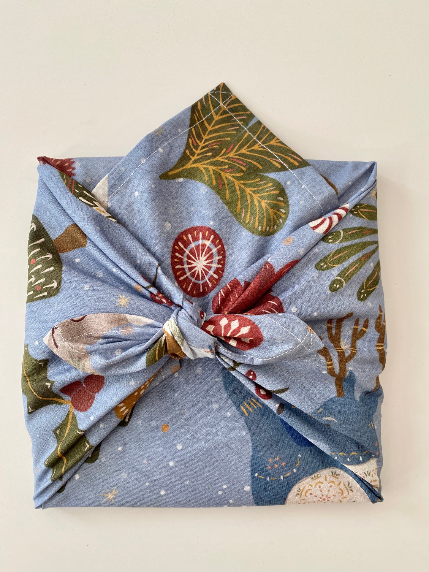 Furoshiki Weihnachten Tiermotiven Blau S, M, L, XL