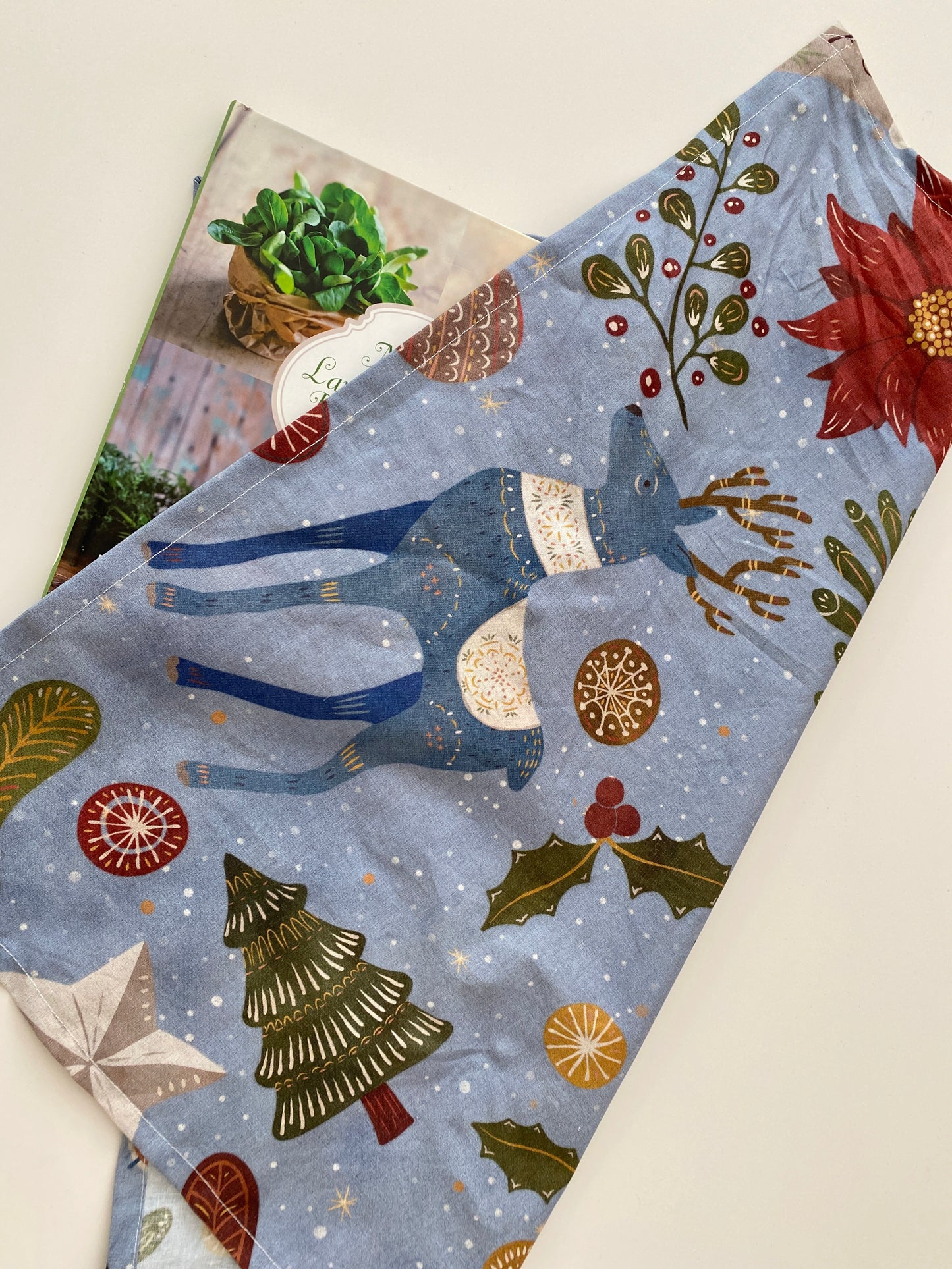 Furoshiki Weihnachten Tiermotiven Blau S, M, L, XL