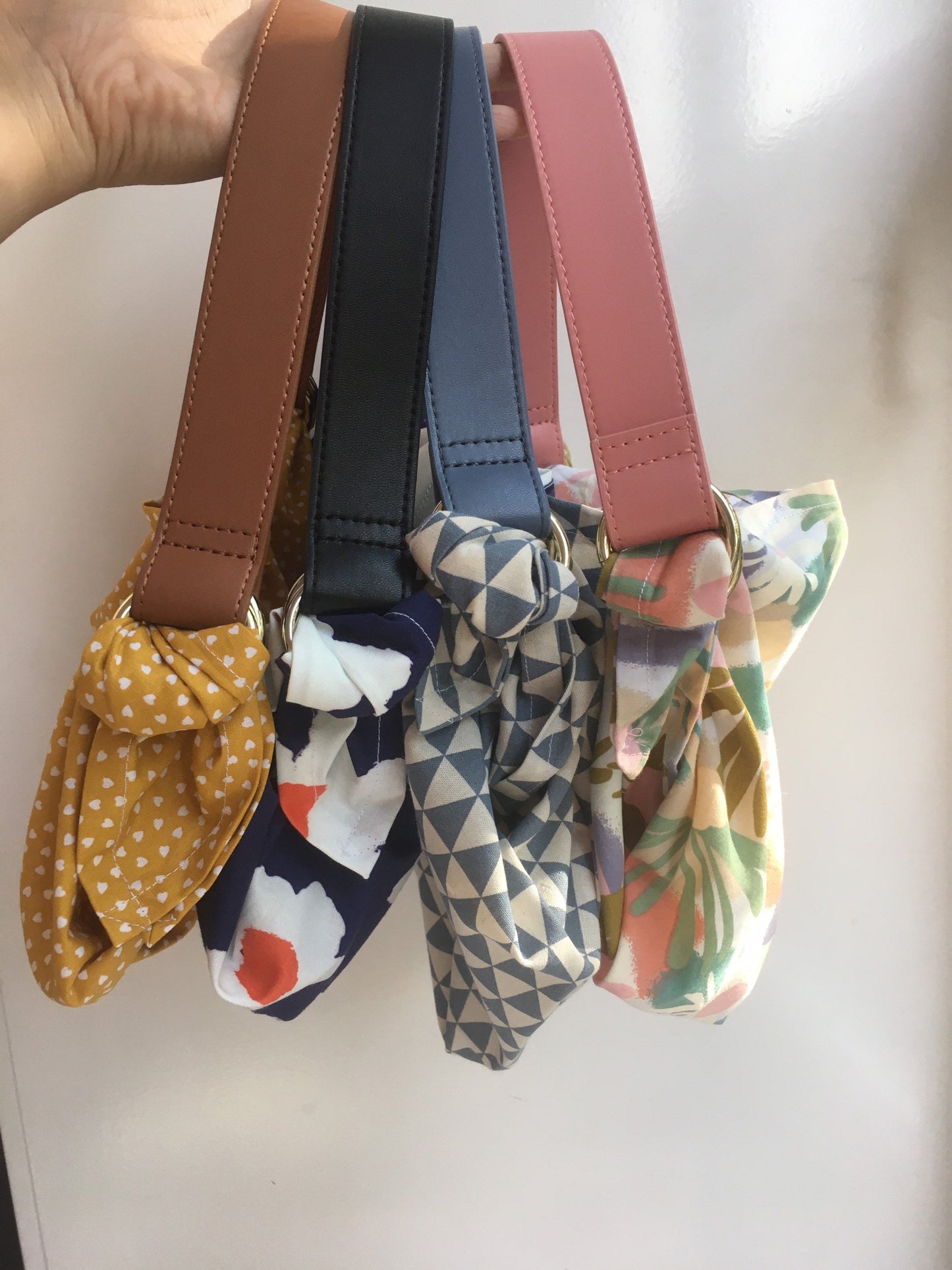 Furoshiki Taschenriemen, Lederriemen /Griffe für Taschen aus Stoff, wiederwendbar mit unterschiedlichen Tücher, umweltfreundlich, zero waste