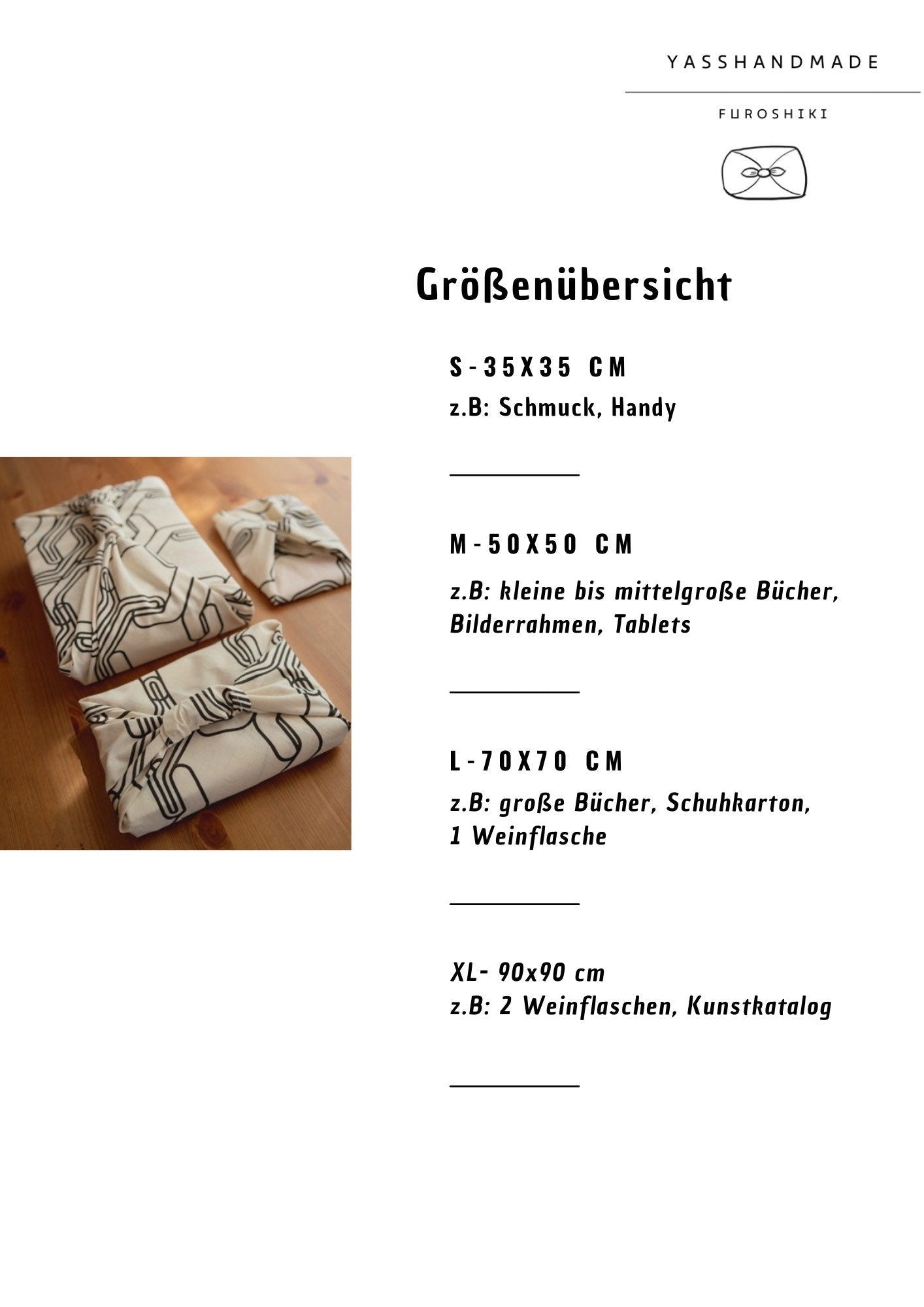 Furoshiki Geschenktücher Weihnachten Schwarz Weiß Gold, Größe S 35x 35cm, M 50x50cm, L 70x70cm Verpackung Stoff, Wrap Tuch