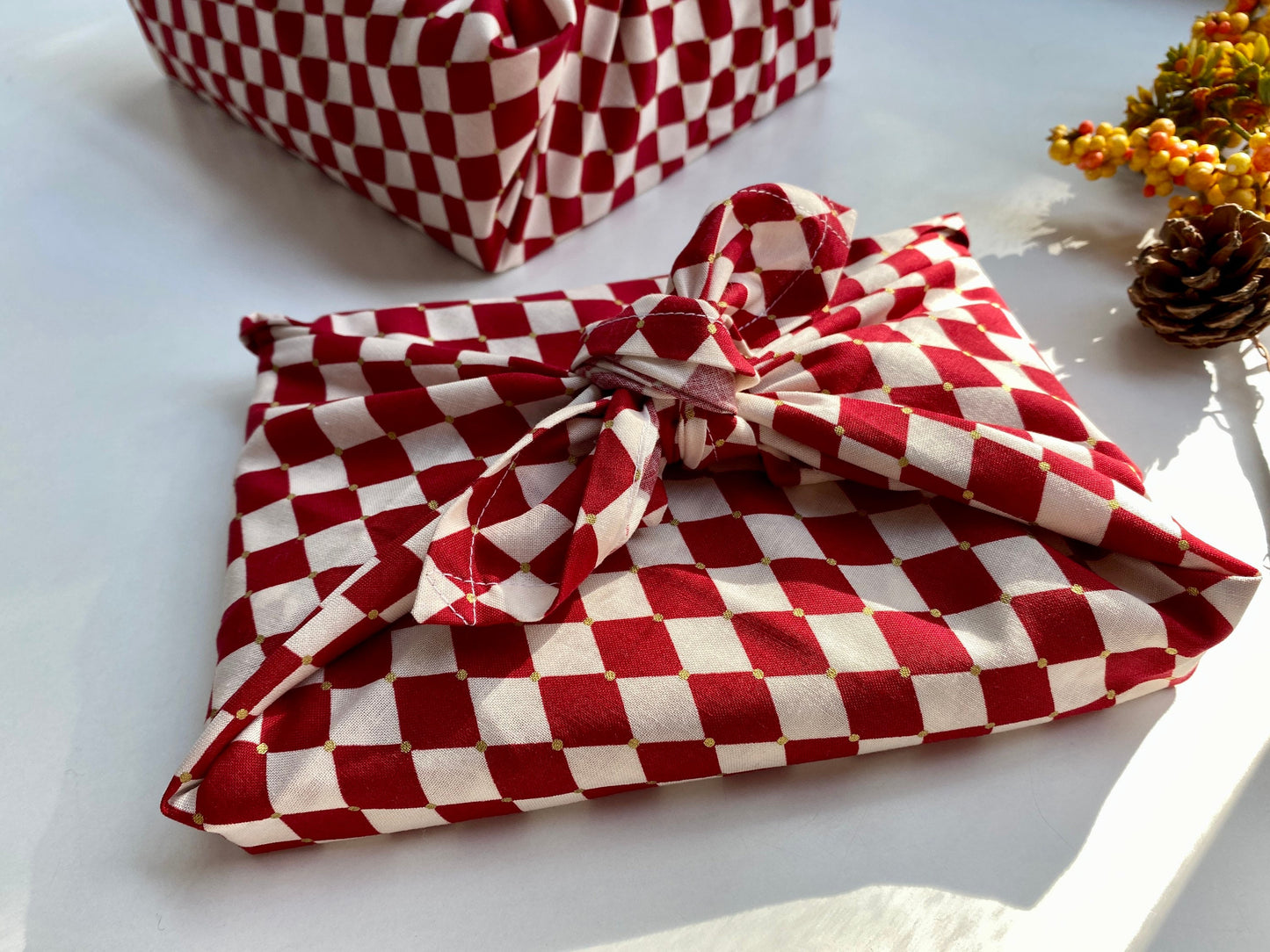 Furoshiki Geschenktücher Weihnachten Rot Weiß Gold, Größe S 35x 35cm, M 50x50cm, L 70x70cm Verpackung Stoff, Wrap Tuch