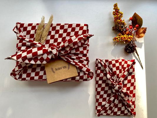 Furoshiki Geschenktücher Weihnachten Rot Weiß Gold, Größe S 35x 35cm, M 50x50cm, L 70x70cm Verpackung Stoff, Wrap Tuch